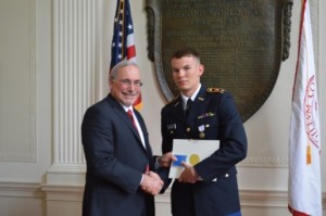 Cadet Timothy Lehotsky with COL(Ret) Edward Filiberti