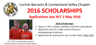 2016 Scholarship Applications – Due NLT 2 May 2016!